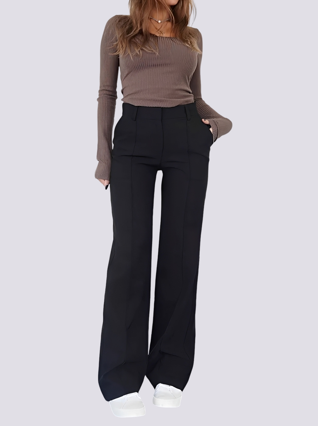 Amelie - Pantalon élégant taille haute à coupe droite