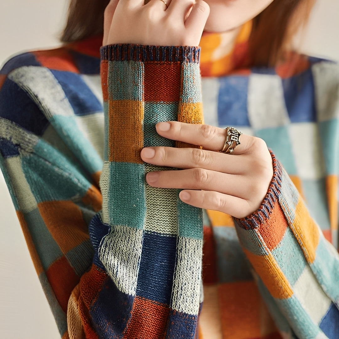 Katherine - Elegant patchwork sweater for women