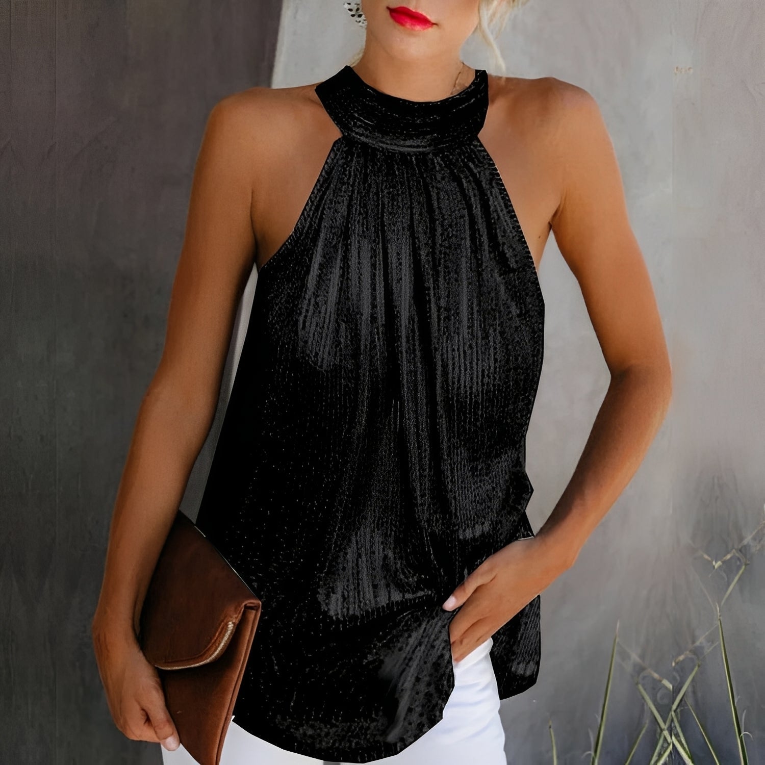 Loni - Haut chic à paillettes, dos nu