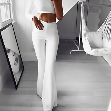 Jennifer - Pantalon évasé décontracté et élastique à taille haute pour femmes
