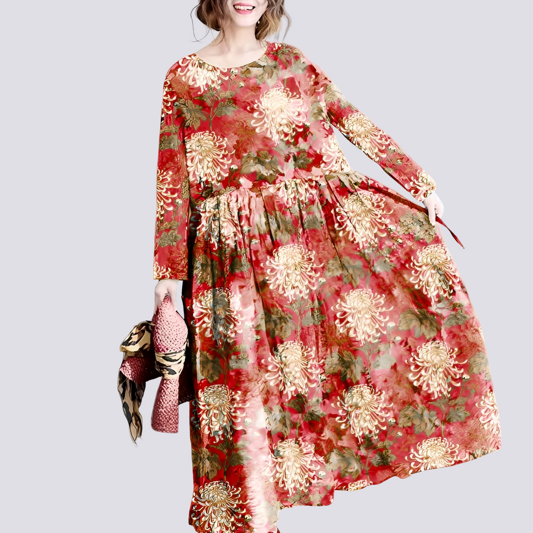 Terry - Longue robe maxi élégante à motif floral pour femmes