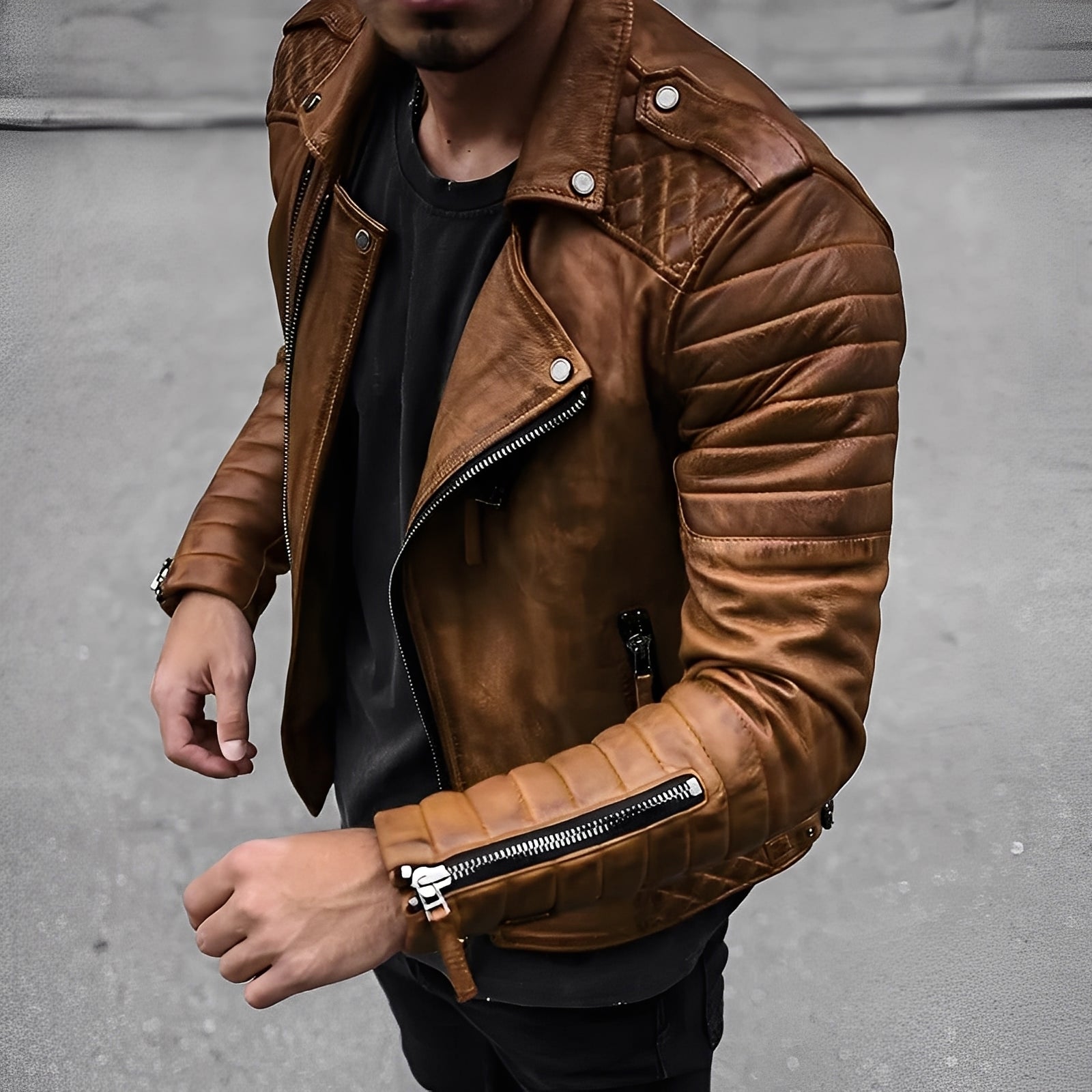 Willie - Blouson motard zippé classique pour hommes
