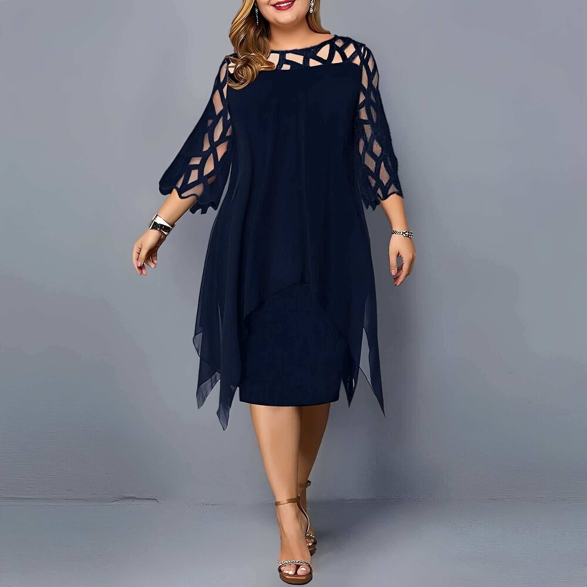 Eleanor - Robe mi-longue élégante en chiffon
