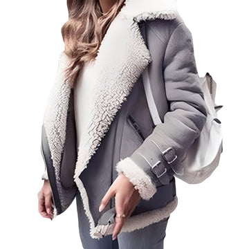Jessie - Blouson Biker en laine chaude avec zip pour femmes