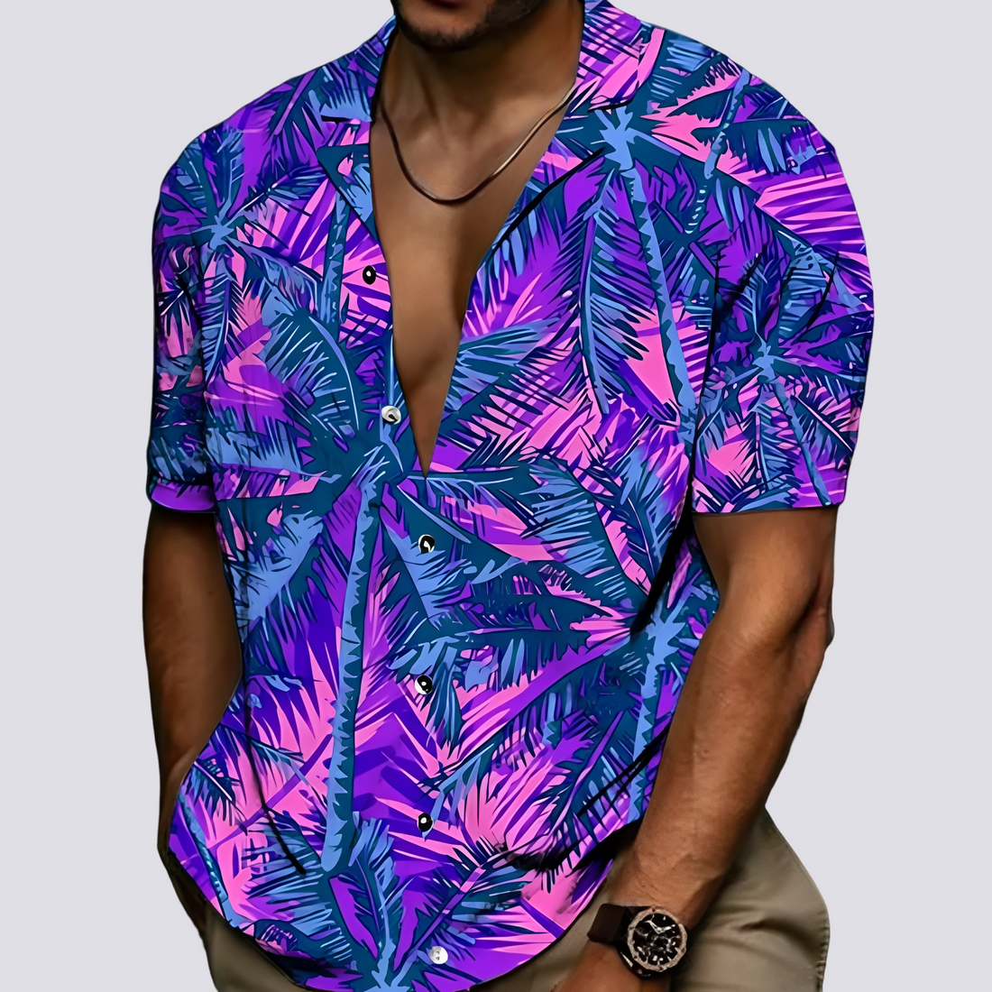 Philip - Chemise chic avec motif hawaïen pour hommes