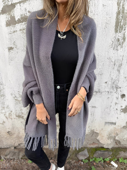 Bethany - Elegant knitted jacket with tassel for women