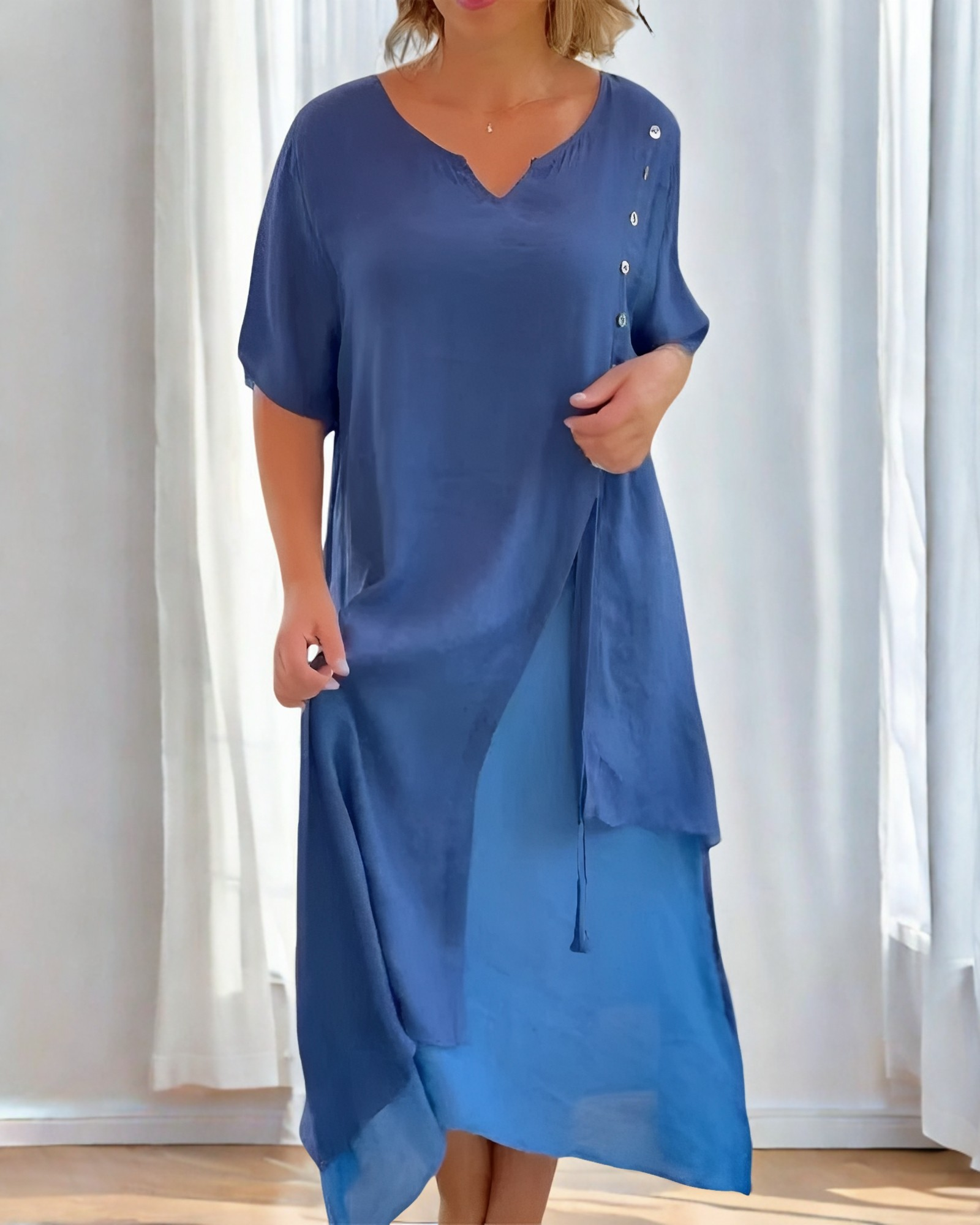 Bonnie - Robe élégante et ample avec boutons pour femmes