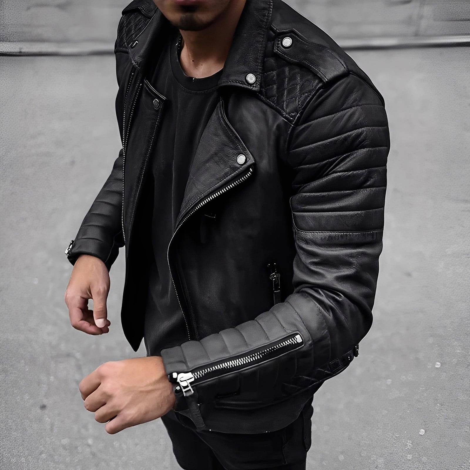 Willie - Blouson motard zippé classique pour hommes