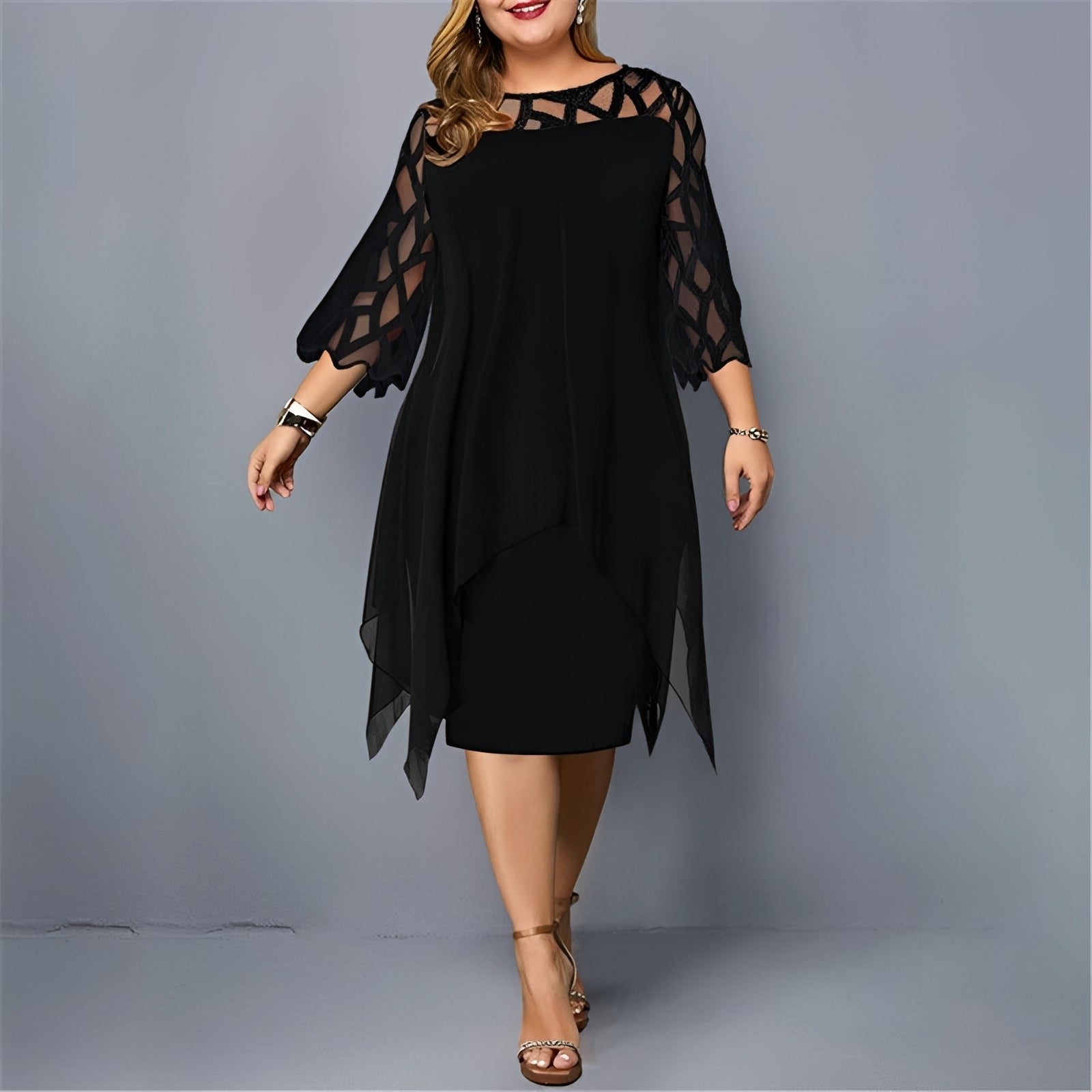 Eleanor - Robe mi-longue élégante en chiffon