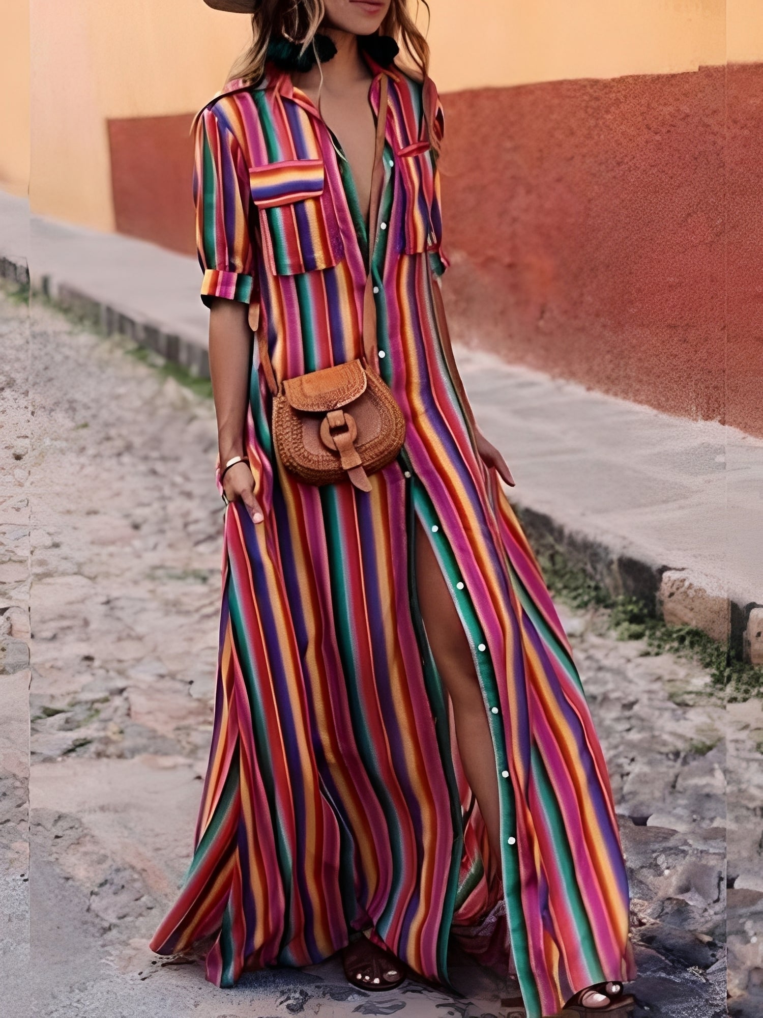 Samara - Élégante Robe Maxi à Rayures