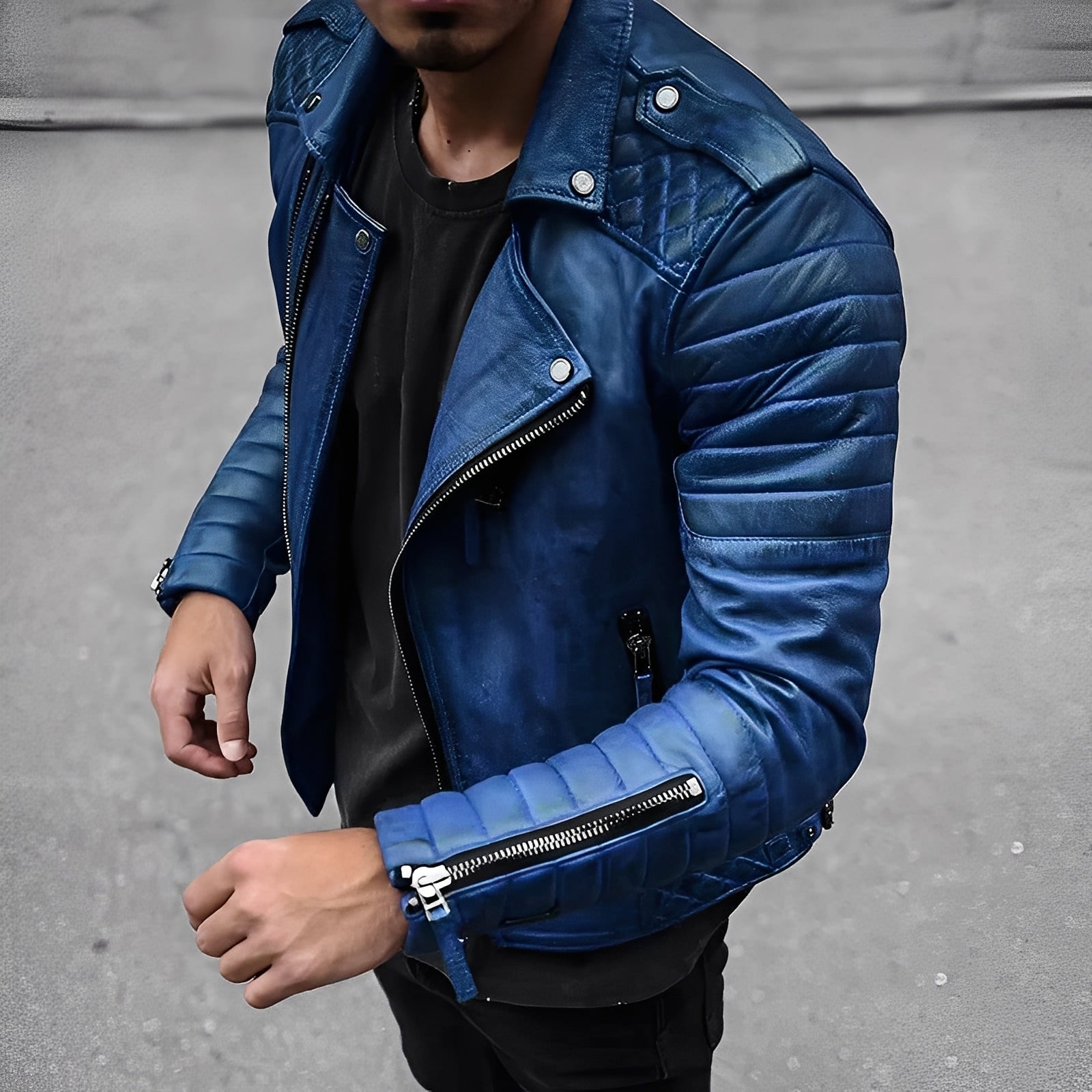 Willie - Blouson motard zippé classique pour hommes