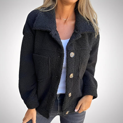 Sandra - Relaxed Sherpa Jacket with Turn-Down Collar for Women