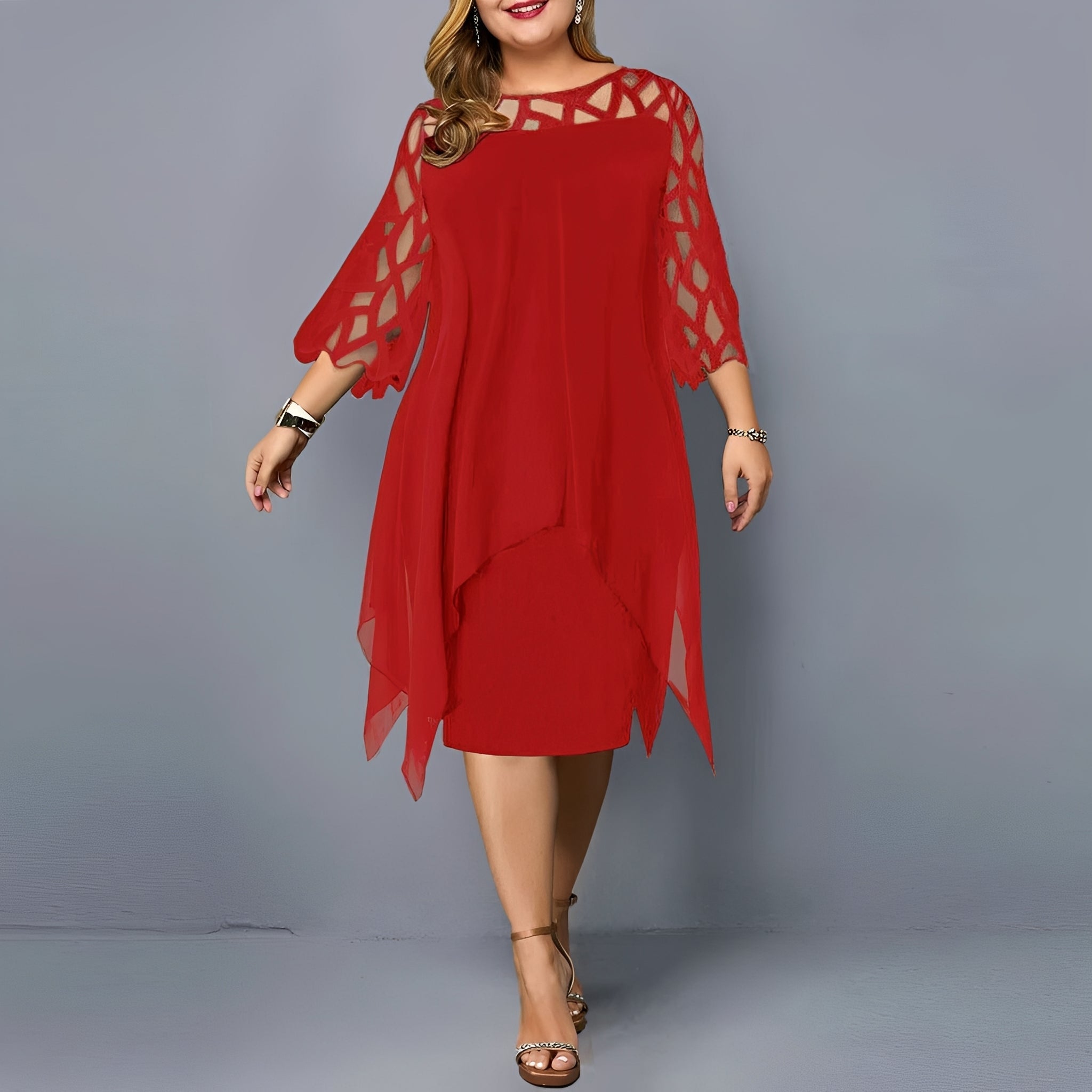 Eleanor - Robe mi-longue élégante en chiffon