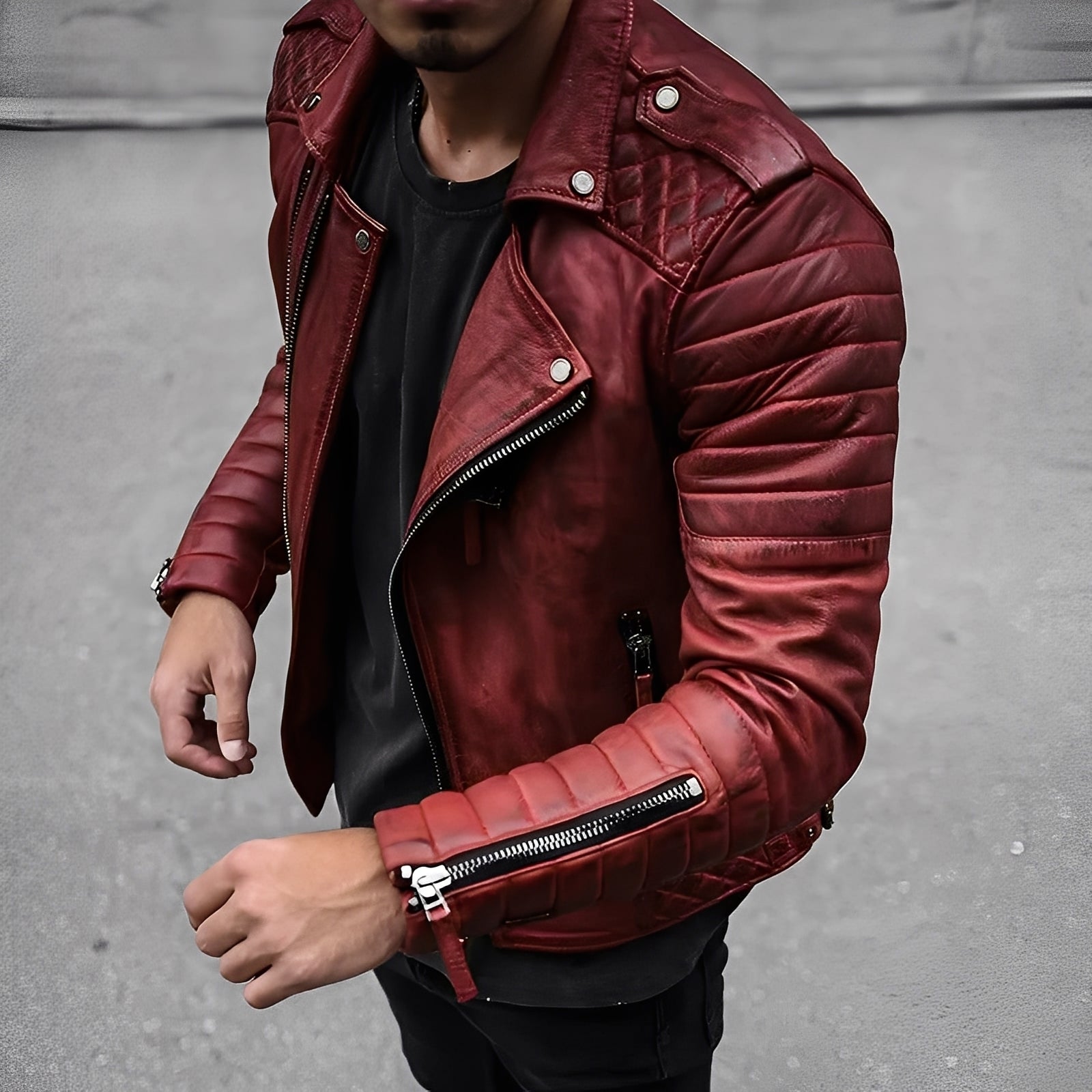 Willie - Blouson motard zippé classique pour hommes