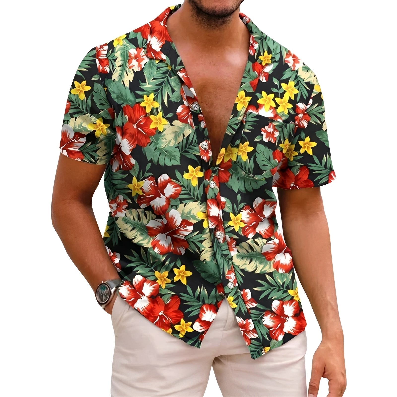 Harry - Chemise homme à motif tropical chic