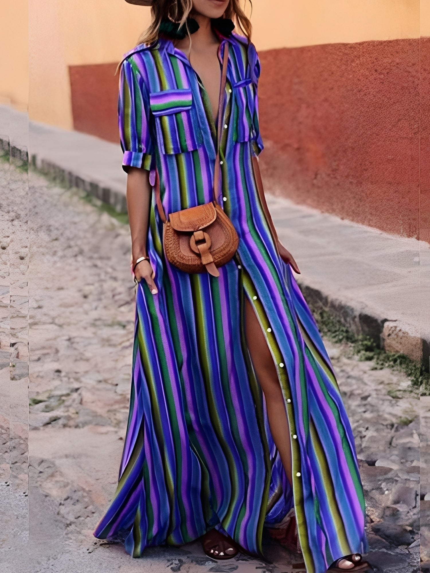 Samara - Élégante Robe Maxi à Rayures