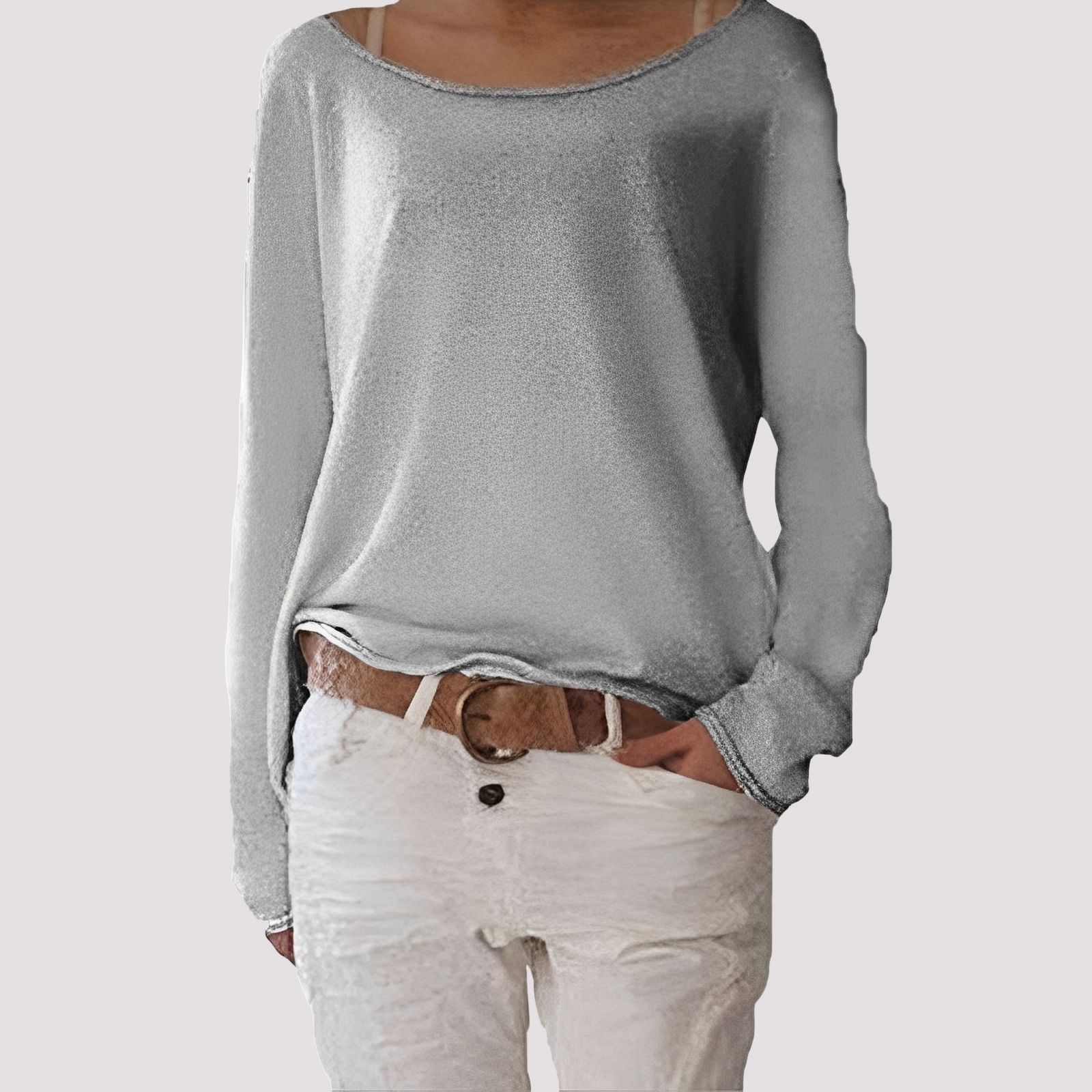 Joanna - T-shirt à manches longues décontracté et ample pour femmes