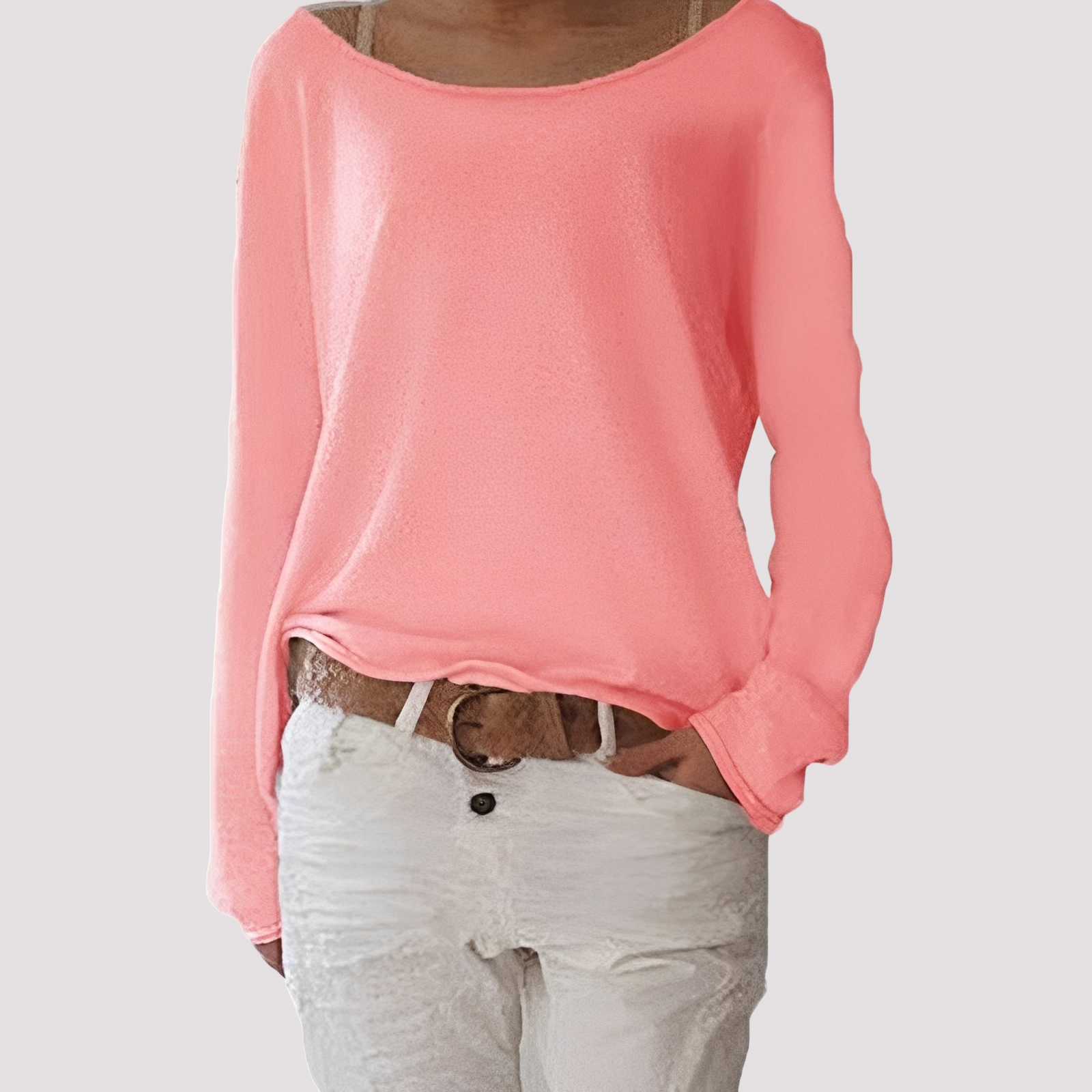 Joanna - T-shirt à manches longues décontracté et ample pour femmes
