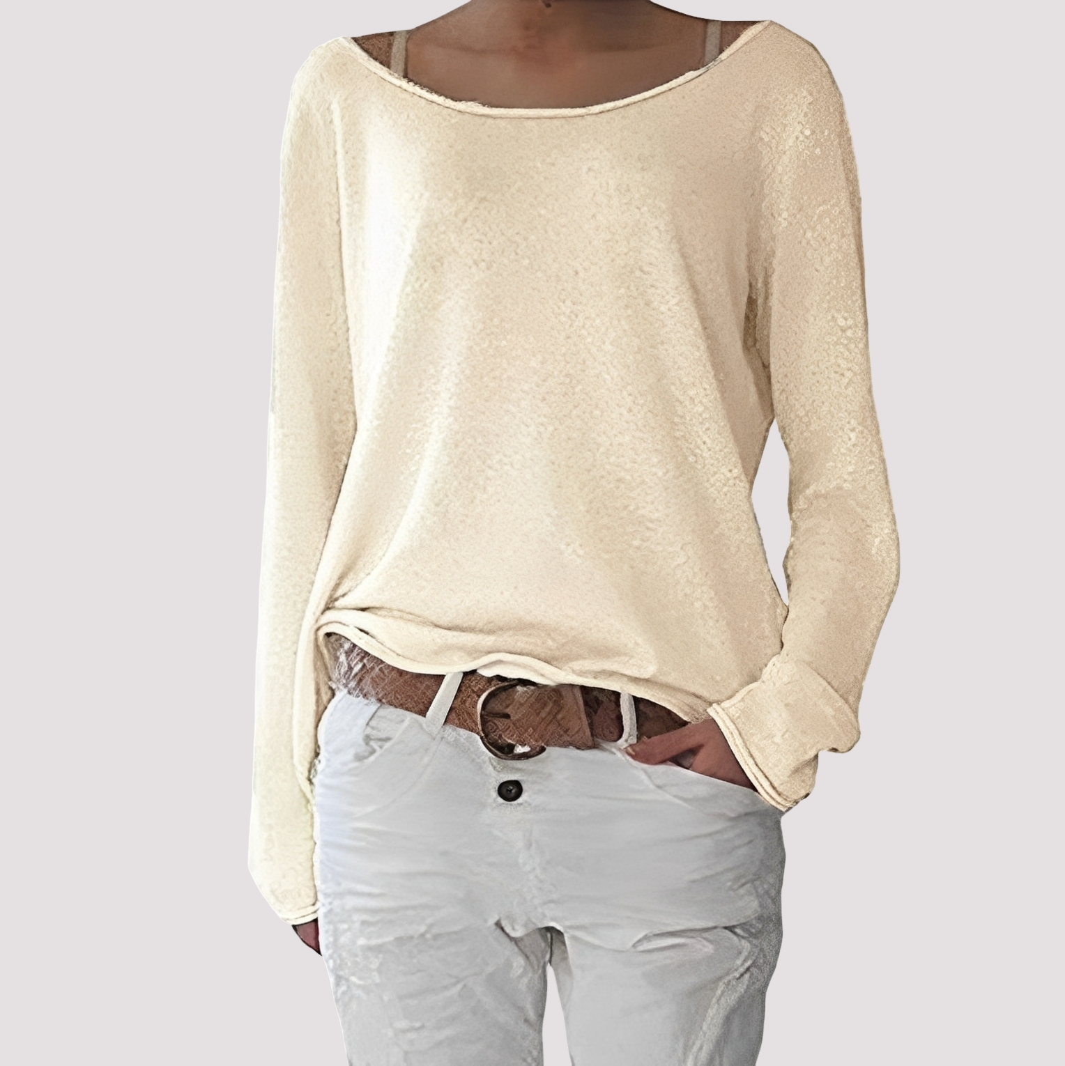 Joanna - T-shirt à manches longues décontracté et ample pour femmes