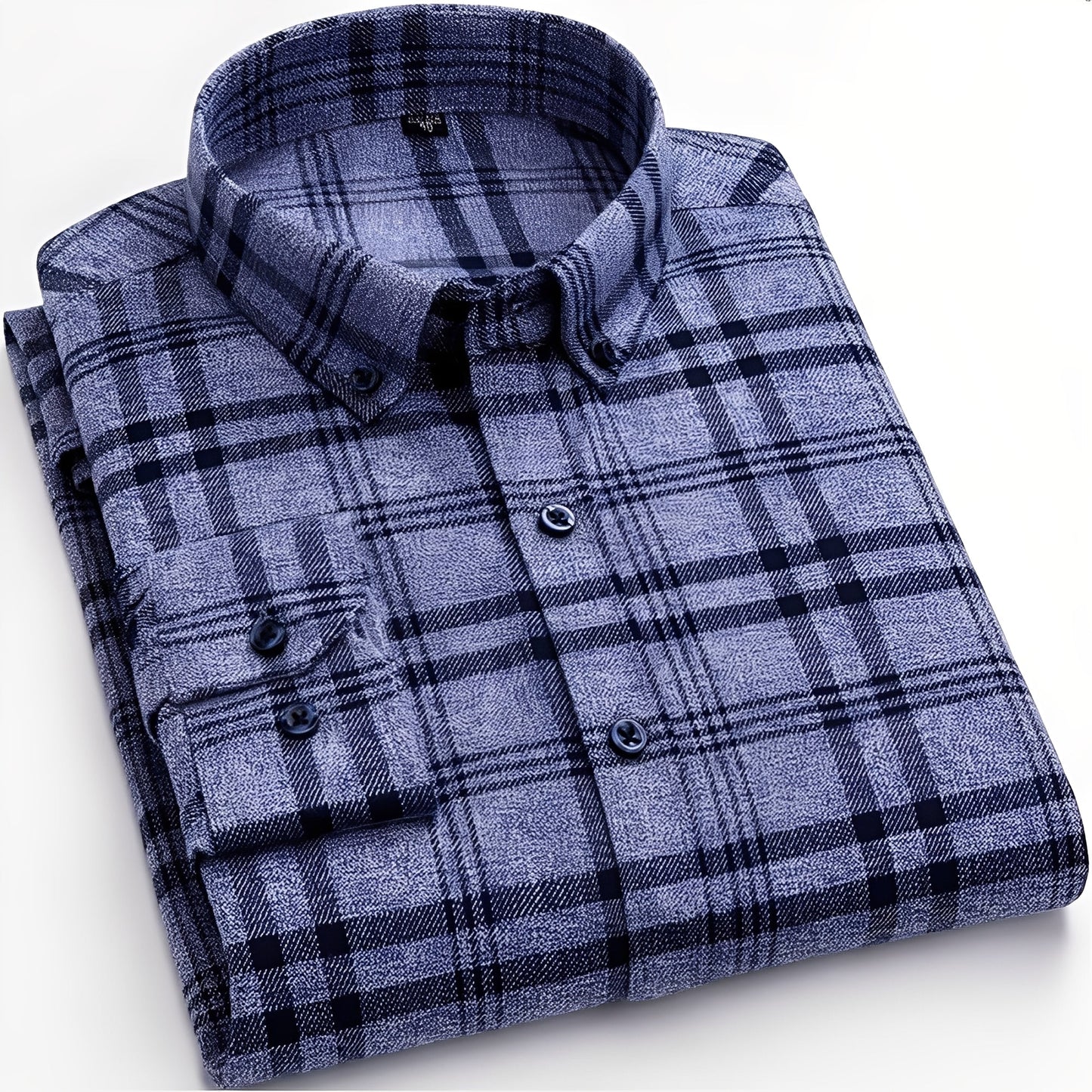 Nikolas - Chemise en coton à carreaux pour homme, style décontracté