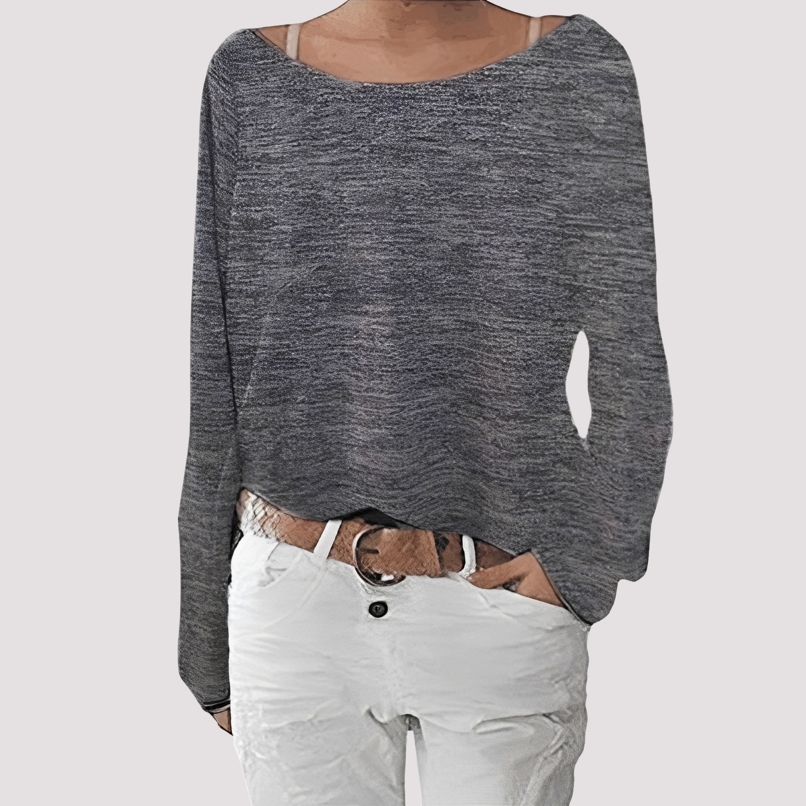 Joanna - T-shirt à manches longues décontracté et ample pour femmes