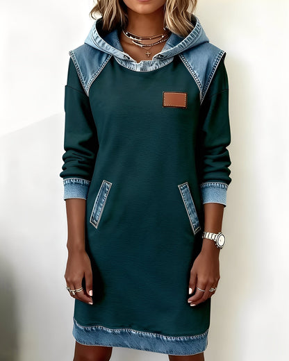 Catherine - Elegant hooded dress with pockets for women