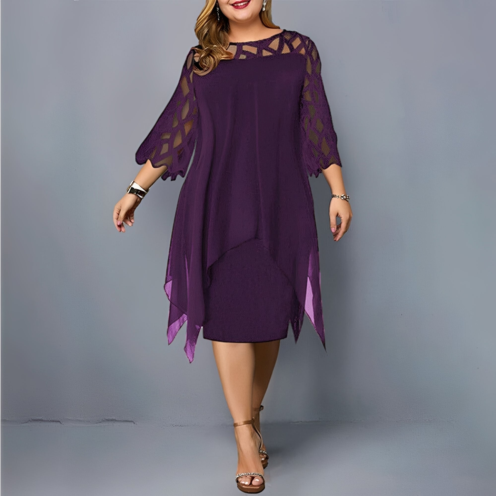 Eleanor - Robe mi-longue élégante en chiffon