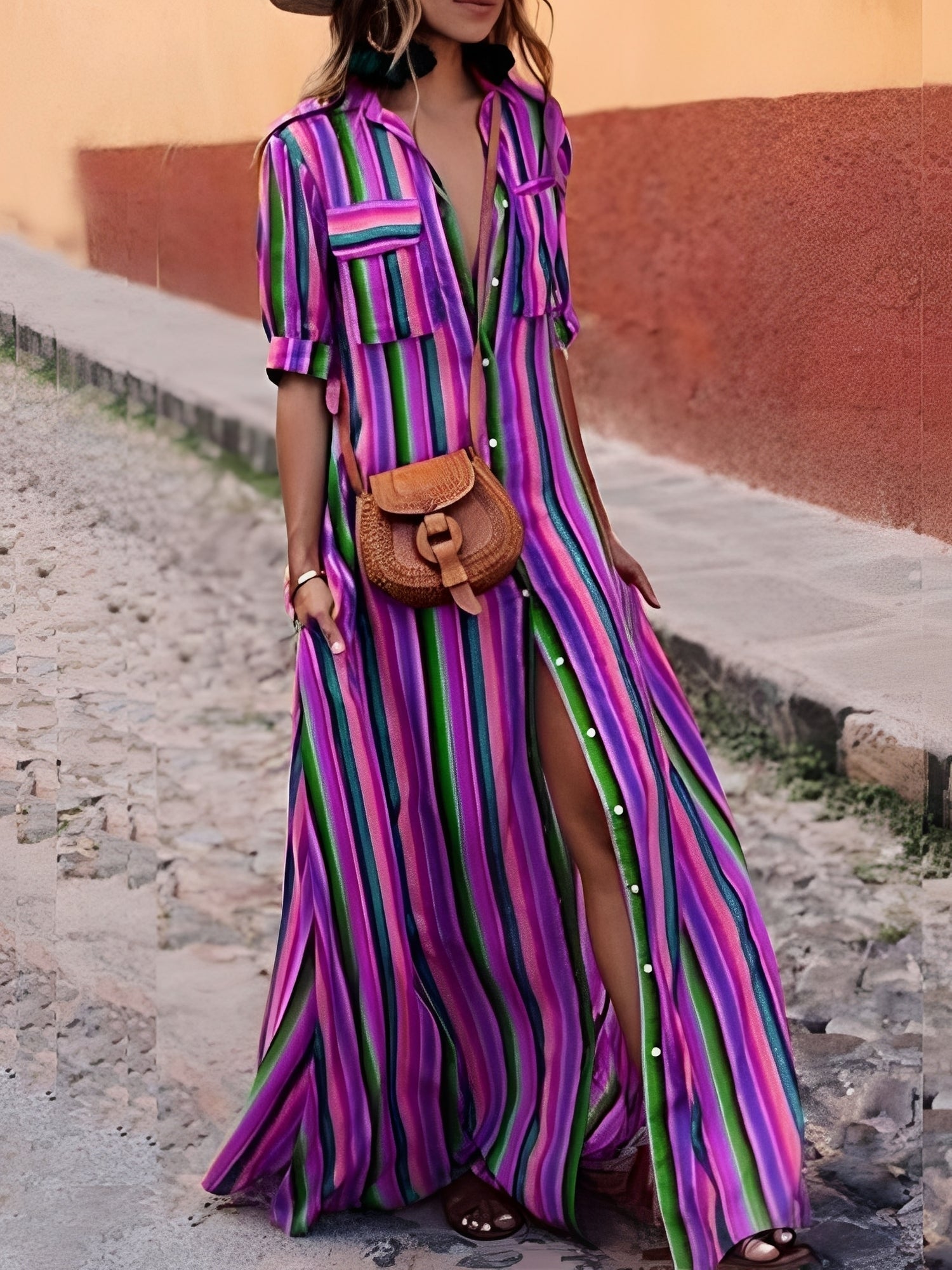 Samara - Élégante Robe Maxi à Rayures