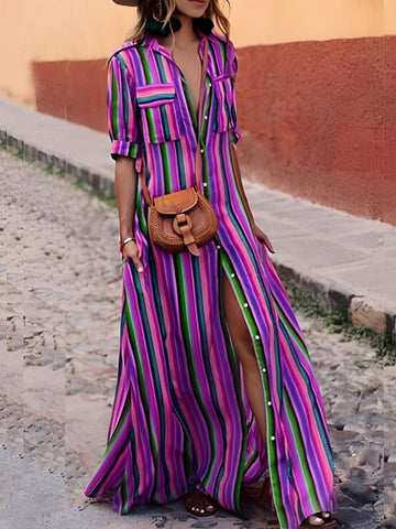 Samara - Élégante Robe Maxi à Rayures