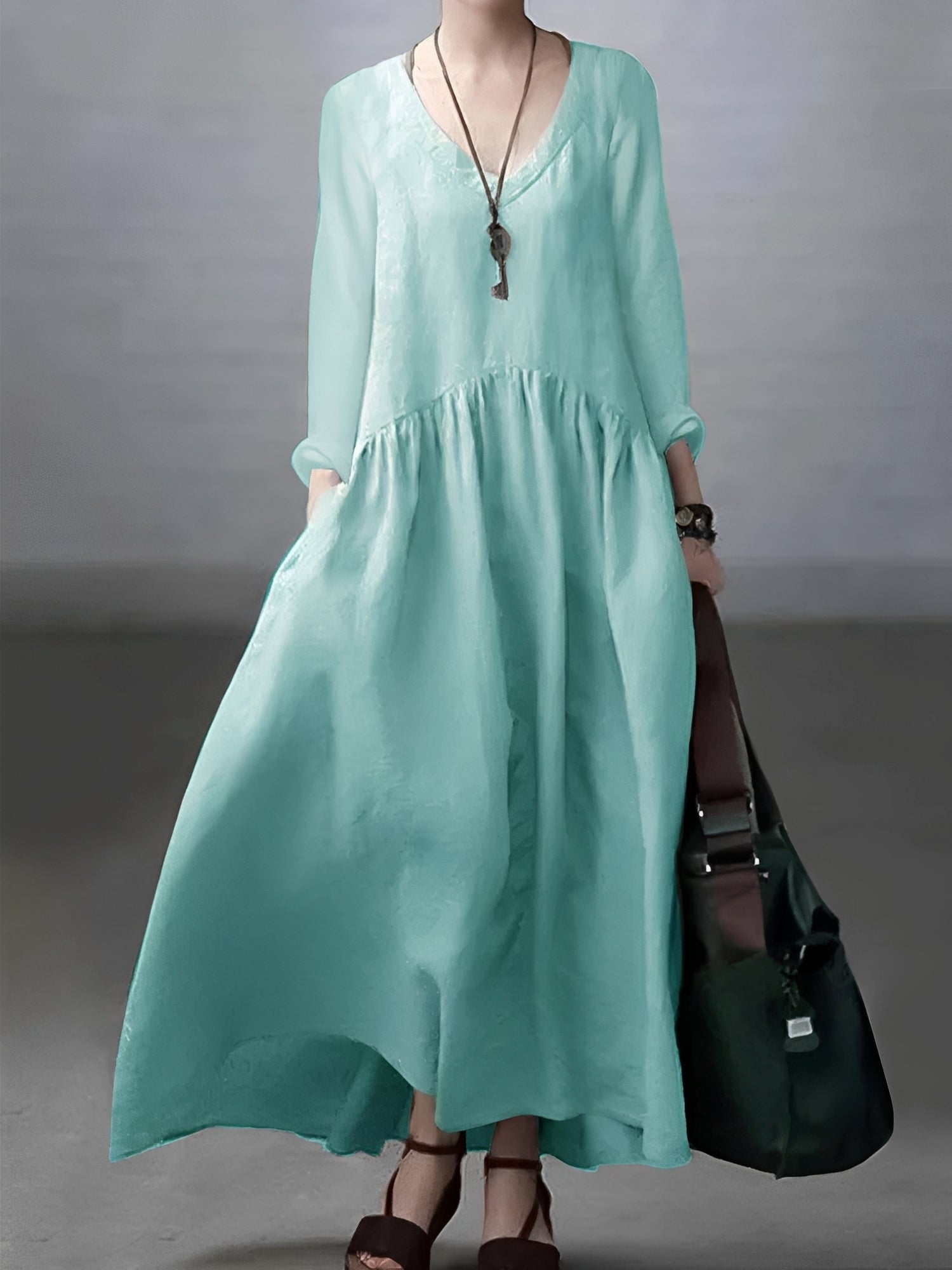 Lindy - Robe ample et décontractée avec col V pour femmes