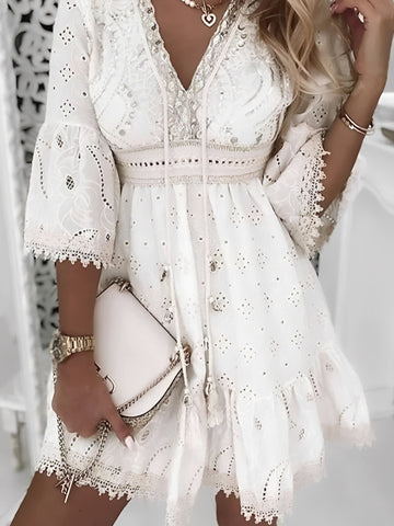 Hollie - Robe boho chic et courte avec pompons pour femmes