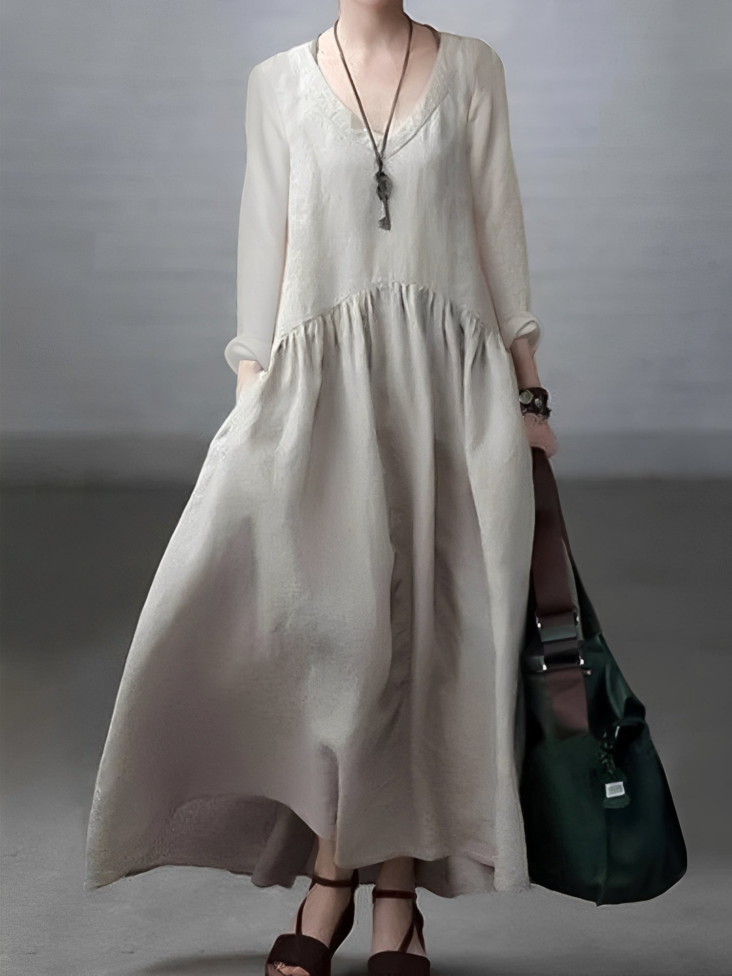 Lindy - Robe ample et décontractée avec col V pour femmes