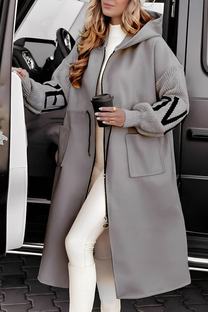 Eloise - Lange moderne Jacke mit Kapuze für Damen