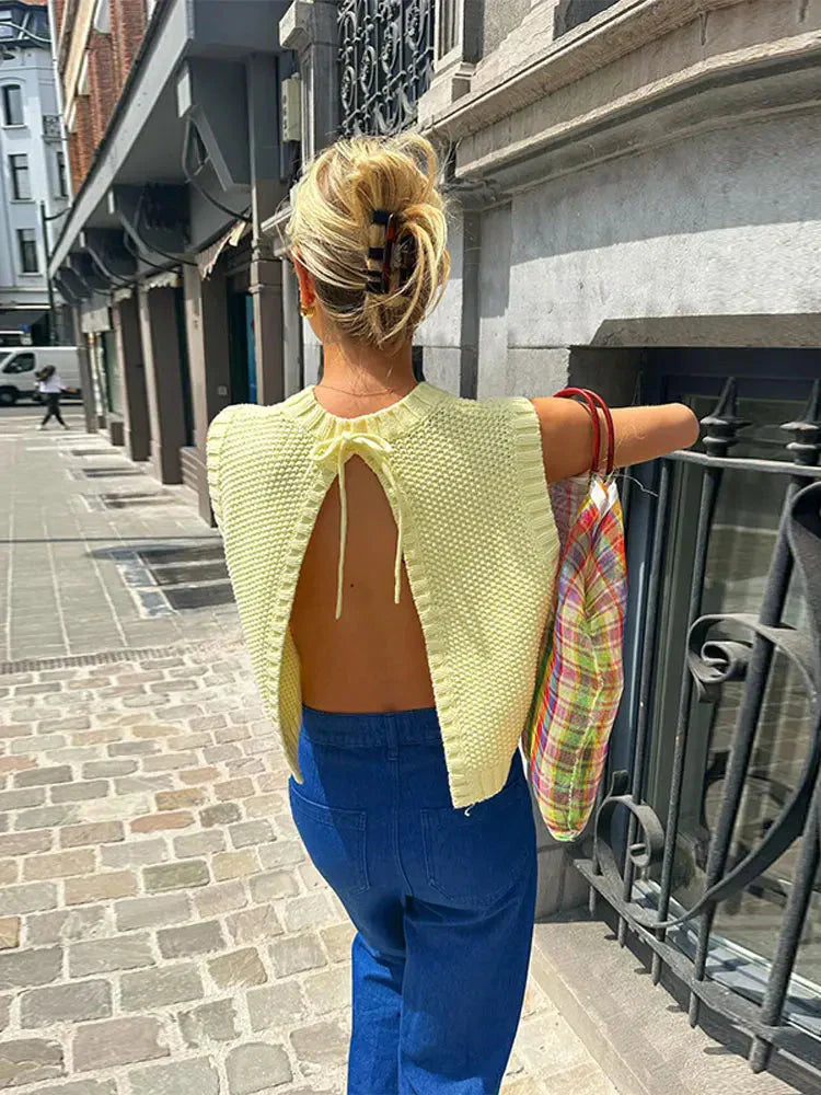 Irene – Top Maille Dos Ouvert