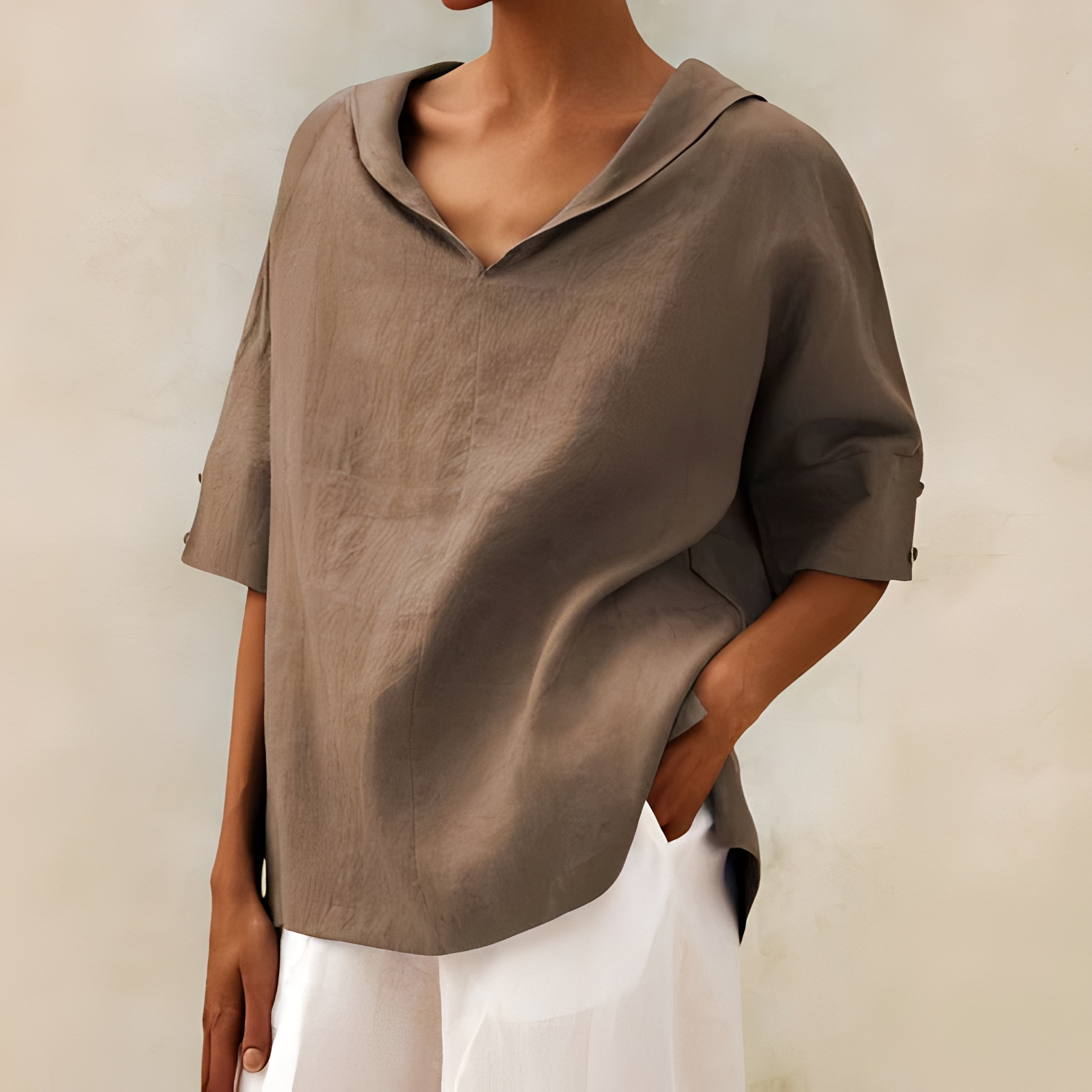 Jenefer - Chemise d'été ample pour femme, à col en V