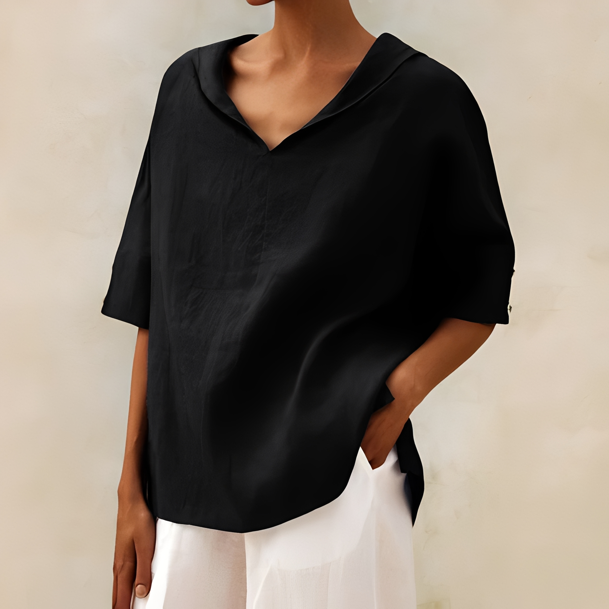 Jenefer - Chemise d'été ample pour femme, à col en V