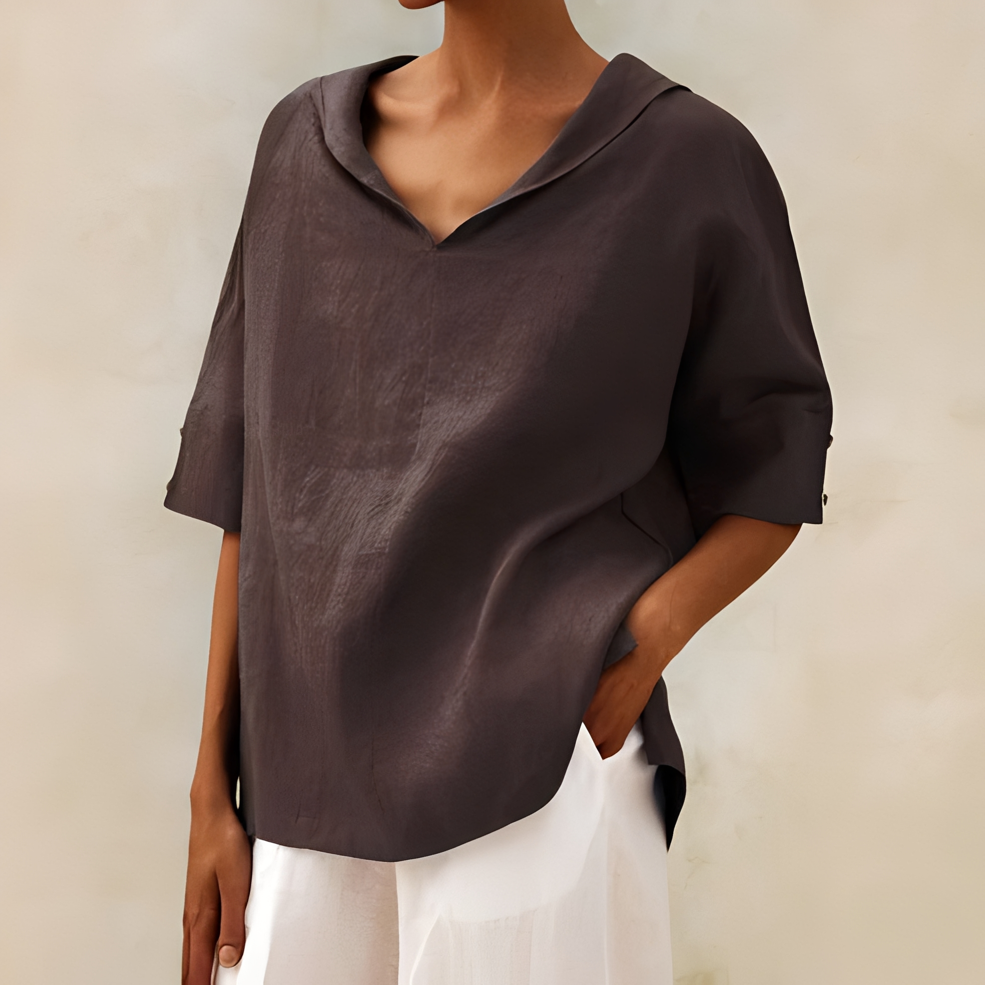 Jenefer - Chemise d'été ample pour femme, à col en V
