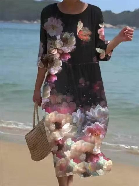 Miranda - Robe florale élégante avec couverture pour abdomen