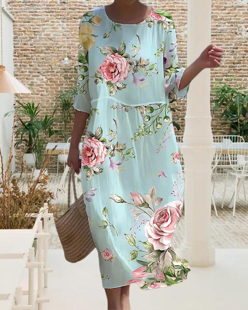 Miranda - Elegant floral dresses with covered midsection