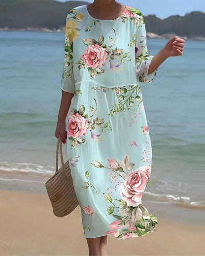 Miranda - Elegant floral dresses with covered midsection