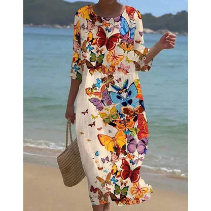 Miranda - Elegant floral dresses with covered midsection