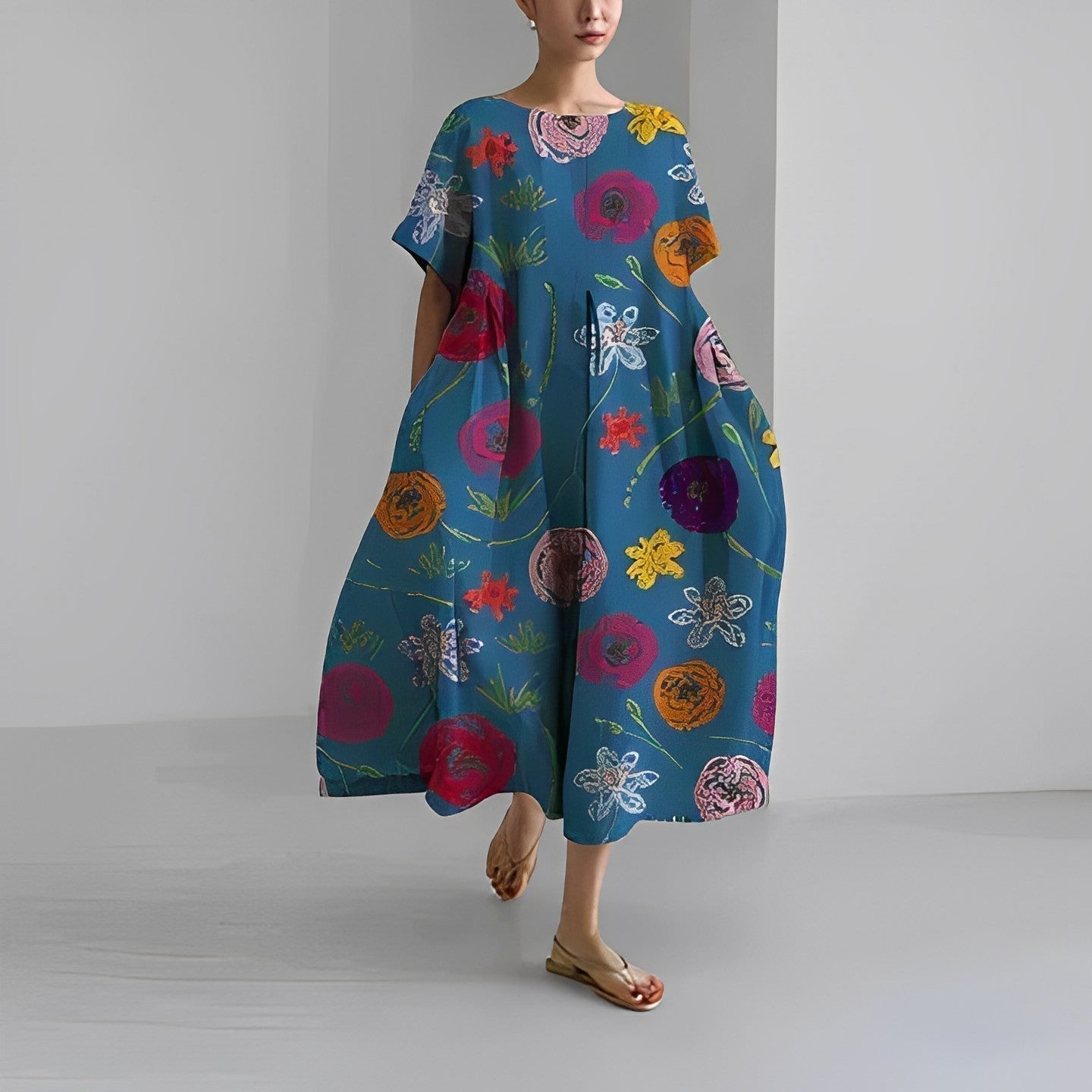 Naomi - Robe longue boho avec fleurs pour le printemps