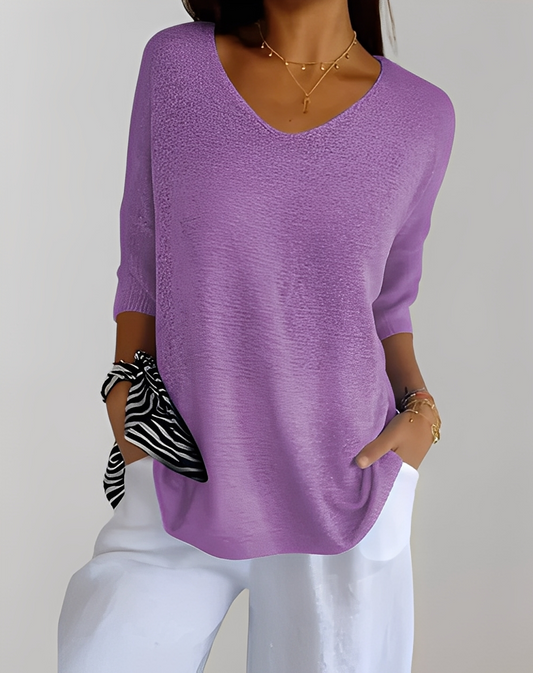 Jessé - Knitted V-neck sweater for women