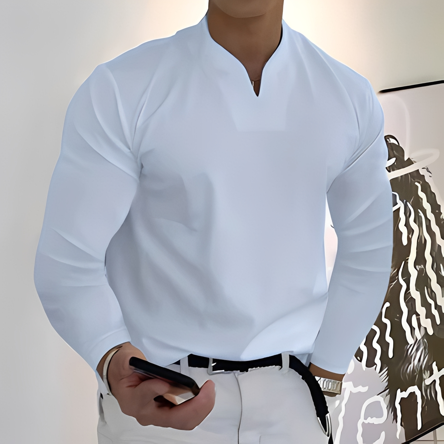 Karlo - Chemise tendance à manches longues pour homme