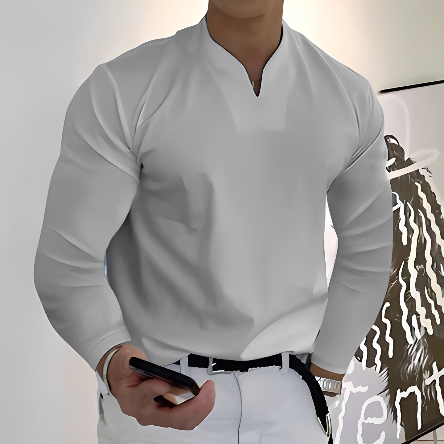 Karlo - Chemise tendance à manches longues pour homme