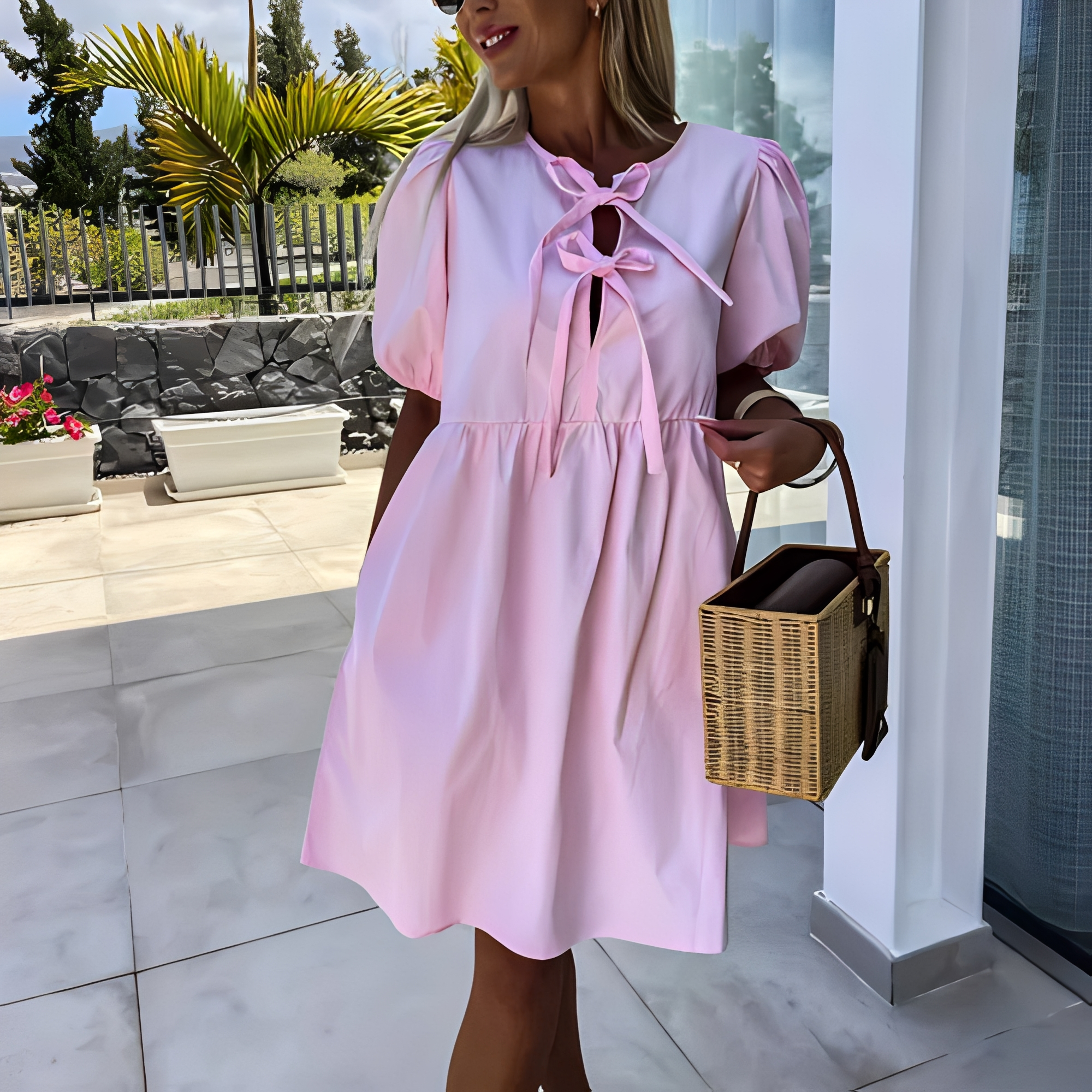 Eunice - Robe d'été élégante à manches bouffantes pour femme