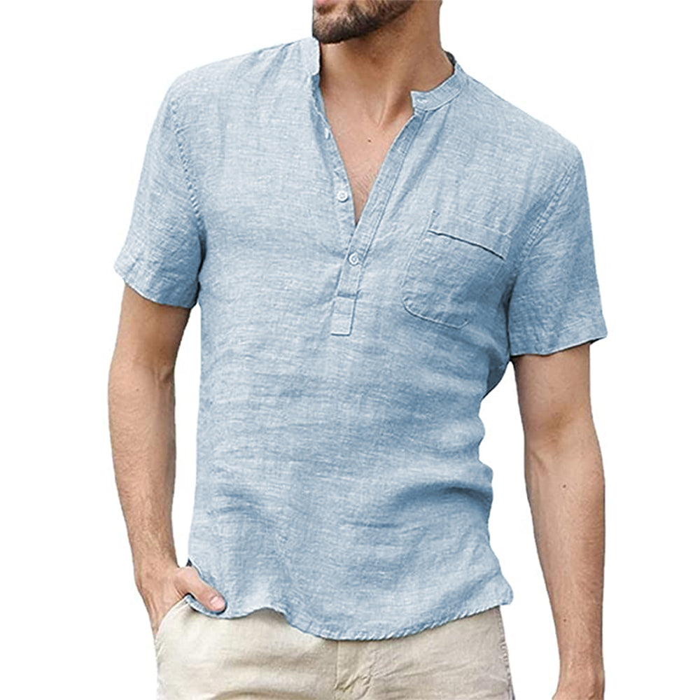 Korbin - Chemise en lin légère à manches courtes pour homme