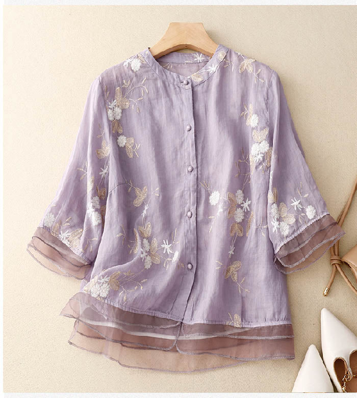 Elaine - Blouse Brodée Multifonction
